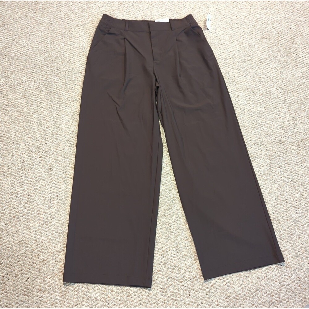 Old Navy Sleektech Pants Go Dry Womens MP Brown Stretch Waist Pleated